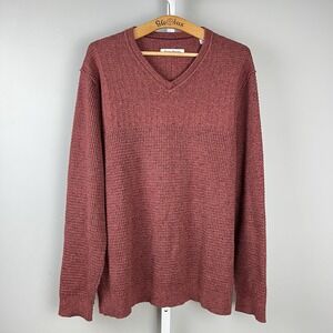 Tommy Bahama Sweater Mens XL Rust Brick Red Cotton‎ V-Neck Pullover Jumper